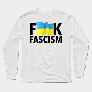 F Fascism - Censored with Ukrainian Flag (wavy) Long Sleeve T-Shirt